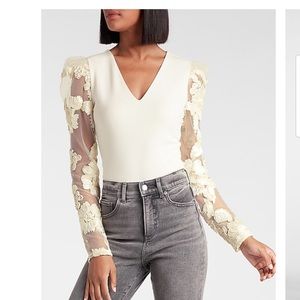 Gorgeous sheer sleeve white bodysuit